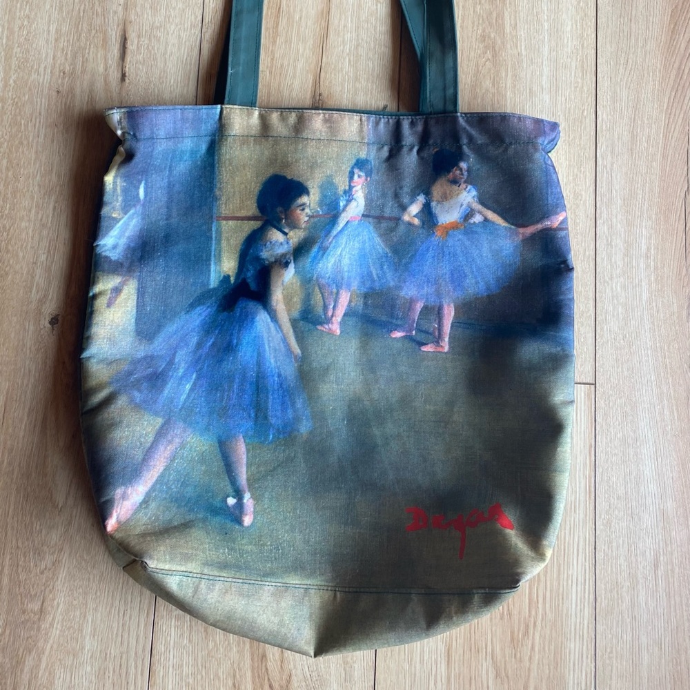 Edgar Degas Ballerina Art style large tote bag. Durable cotton canvas w/ straps
